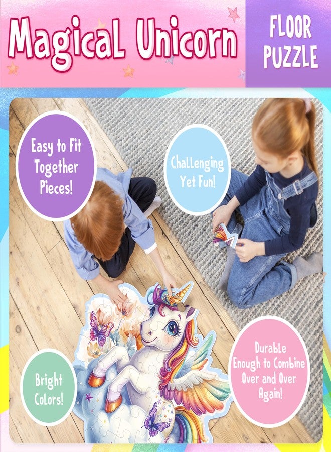 LINAYE Unicorn Puzzle for Kids Ages 4-6, Unicorn Floor Puzzles for Girls 4-6, 48 Pieces Large Puzzles for Toddlers Kids, Christmas Birthday Gifts Toys for 3 4 5 6 7 8 Year Old Girls - Image 4
